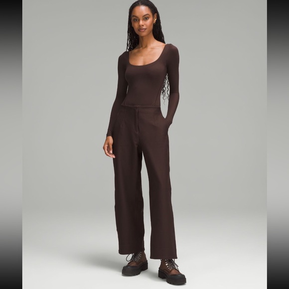 Lululemon Wundermost ultra soft nulu square neck long sleeve bodysuit Brown L. - Picture 2 of 7